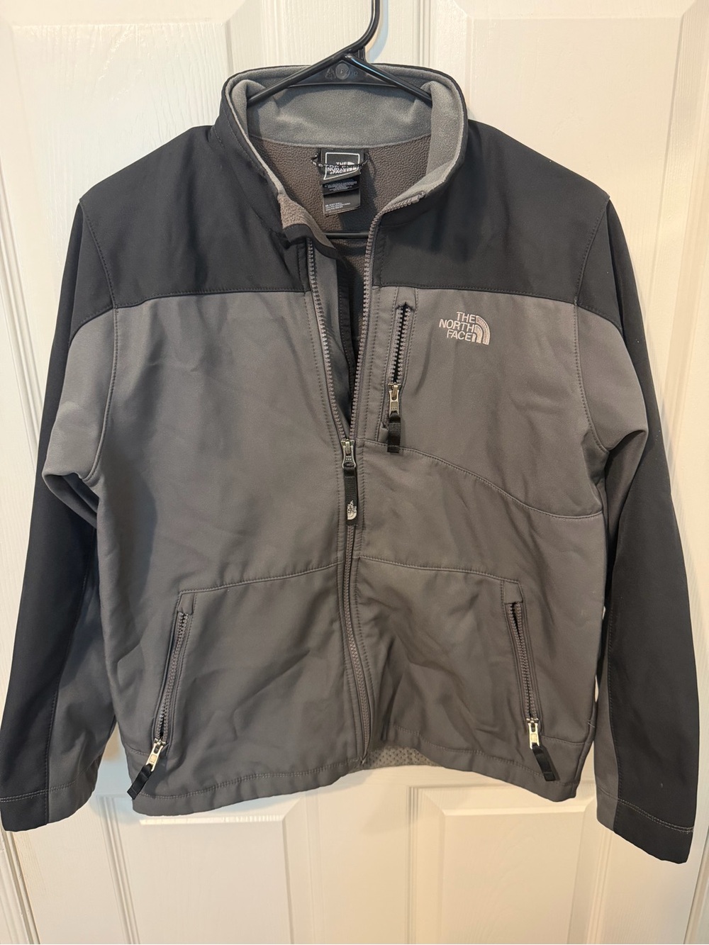 The North Face boys Gray and Black Softshell Jacket
